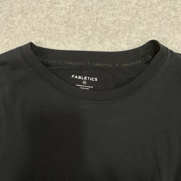 Fabletics Cotton Twist Knot Tee WMNS XL Black Rolled Cuff Short Sleeve Athletic - Picture 6 of 11